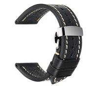 Watch Strap,Luxury Genuine Calfskin Leather Watchband 18mm 20mm 22mm 24mm Watch Straps Bracelet Butterfly Buckle Business Watch Band Leisurely (Band Color : Light Brown, Band Width : 20mm)(Black,21mm)