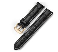 Watch Strap,Watch Bands 12mm To 18mm 19mm 20mm 21mm 22mm 24mm Watch Strap Brown Black Rose Gold Pin Buckle Genuine Leather leisurely (Band Color : Brown tan line, Band Width : 24mm)(Black tan line,15m