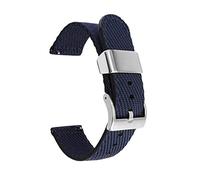 Watch straps,18/20/22/24mm Casual Soft Skin Friendly Nylon Watch Strap Mechanical Watches Watchband with Quick Release Spring Bar(Blue-Silver,24mm)