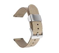 Watch straps,18/20/22/24mm Casual Soft Skin Friendly Nylon Watch Strap Mechanical Watches Watchband with Quick Release Spring Bar(Khaki-Silver,22mm)