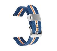 Watch straps,18/20/22/24mm Casual Soft Skin Friendly Nylon Watch Strap Mechanical Watches Watchband with Quick Release Spring Bar(Blue and White-Silver,22mm)