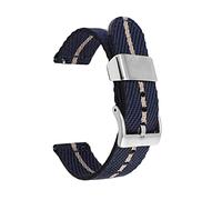 Watch straps,18/20/22/24mm Casual Soft Skin Friendly Nylon Watch Strap Mechanical Watches Watchband with Quick Release Spring Bar(Blue and Beige-Silver,24mm)