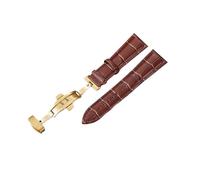 Watch straps,18/20/22/24mm Quick Release Deployant Buckle First-layer Cowhide Watch Strap for Mechanical Watches, Quartz Watch(Dark Brown(Gold),20mm)