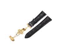 Watch straps,18/20/22/24mm Quick Release Deployant Buckle First-layer Cowhide Watch Strap for Mechanical Watches, Quartz Watch(Black(Gold),20mm)