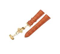 Watch straps,18/20/22/24mm Quick Release Deployant Buckle First-layer Cowhide Watch Strap for Mechanical Watches, Quartz Watch(Light Brown(Gold),24mm)
