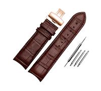 Watch straps,22/23/24mm Quick Release Butterfly Buckle Cowhide Leather Watchband Curved End Watch Strap Replacement(Brown-rosegold Buckle,23mm)
