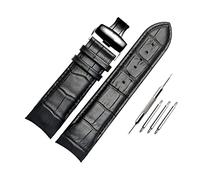 Watch straps,22/23/24mm Quick Release Butterfly Buckle Cowhide Leather Watchband Curved End Watch Strap Replacement(Black-Black Buckle,22mm)