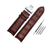 Watch straps,22/23/24mm Quick Release Butterfly Buckle Cowhide Leather Watchband Curved End Watch Strap Replacement(Brown-Silver Buckle,24mm)
