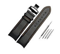 Watch straps,22/23/24mm Quick Release Butterfly Buckle Cowhide Leather Watchband Curved End Watch Strap Replacement(Black with Orange-Black,24mm)