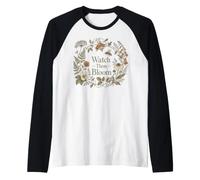Watch Them Bloom Teacher Botanical Growth Wreath Camiseta Manga Raglan