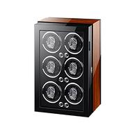 Watch Winder For Automatic Watches Watch Box Automatic Winder with Led Light Silent Motor Adjustable Watch Pillows Watch Winder Display Box For 1/2/3/4/6/9 Watches(Ebony Wood-6+0