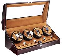 Watch Winders Box 8+12 Automatic Watch Winder Box with Led Illumination Quiet Motor Piano Paint Exterior 4 Rotation Modes Accessories Display Box(E)
