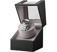 Watch Winders Box Automatic Single Watch Winder, Leather Watch Turner Box For Ladies and Men's Wrist Silent Motor Display Box(Black)