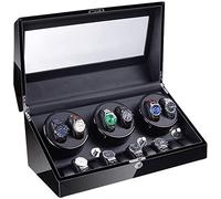 Watch Winders Box Automatic Watch Winder 6+10 Quiet Motor with Led Backlight Watch Winder Box Piano Paint Exterior 4 Rotation Mode Accessories Display Box(Black)