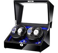 Watch Winders Box Automatic Watch Winder Box 4 Built-In Led Light Black Piano Paint Exterior Dual Power Quiet Motor Accessories Display Box(D)