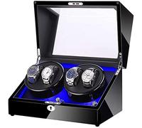 Watch Winders Box Automatic Watch Winder Box 4 Built-In Led Light Black Piano Paint Exterior Dual Power Quiet Motor Accessories Display Box(B)