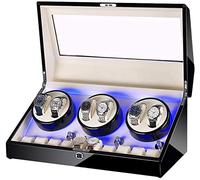 Watch Winders Box Automatic Watch Winder Box For 6 Watch + 10 Storage Wood Shell Piano Paint Finish Built-In Illumination Quiet Motor Accessories Display Box(Beige-1+0)