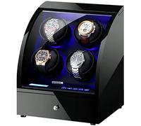Watch Winders Box Automatic Watch Winder Box Wooden Storage Case with Remote Control LCD Touch Screen Soft Leather Watch Pillows Accessories Display Box(Red Wood Grain Paint-2)