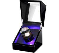 Watch Winders Box Automatic Watch Winder Double Watches Winder Box with Led Light Flexible Watch Pillow AC Adapter and Battery Powered Accessories Display Box(Red)