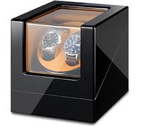 Watch Winders Box Double Watch Winder Box For Automatic Watches with Blue Led Light, AC Adapter and Battery Powered Piano Paint Exterior Accessories Display Box(C)
