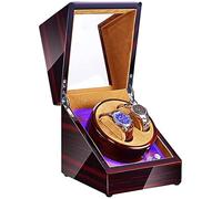 Watch Winders Box Watch Winder Automatic Winding with Led Light Watch Winder Box Soft Watch Pillow AC Adapter and Battery Powered Quiet Motor Accessories Display Box(Pattern Black)