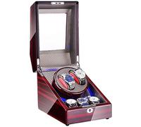 Watch Winders Box Watch Winder Box For 2 Automatic Watch + 3 Storage Space Piano Paint Finish with Blue Led Light Quiet Motor Accessories Display Box(A)
