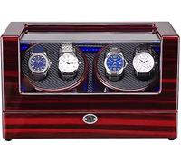 Watch Winders Box Watch Winder Box For 4 Automatic Watch Built-In Led Light Wood Shell Piano Paint Exterior AC Adapter and Battery Powered Accessories Display Box(C)