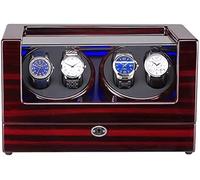 Watch Winders Box Watch Winder Box For 4 Automatic Watch Built-In Led Light Wood Shell Piano Paint Exterior AC Adapter and Battery Powered Accessories Display Box(E)