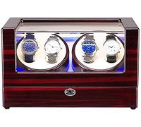 Watch Winders Box Watch Winder Box For 4 Automatic Watch Built-In Led Light Wood Shell Piano Paint Exterior AC Adapter and Battery Powered Accessories Display Box(D)