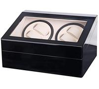 Watch Winders Box Watch Winder For 10 Automatic Watches, Wood Shell Piano Paint Exterior and Extremely Silent Motor, Flexible Plush Pillow Accessories Display Box(Black+White)