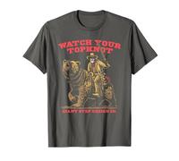 Watch Your Topknot Grizzly Bear Rider Cowboy Illustration Camiseta