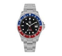 watchdives Reloj GMT para Hombre WD0014, Reloj de Buceo con Dos Zonas horarias, NH34, Reloj de Pulsera automático Vintage, 40 mm, Bisel de Aluminio