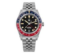 watchdives Relojes GMT para Hombres, WD6542 Reloj Hombre NH34 Automático Reloj De Pulsera 38mm Cristal De Zafiro Abombado Burbuja Relojes 100M Resistente Al Agua