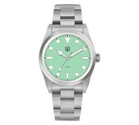 watchdives WD1016 VH31 Sweep - Reloj de cuarzo para hombre, esfera de 37 mm, reloj de pulsera de acero inoxidable, luminoso, impermeable, 100 m, V3 / Verde menta / K1