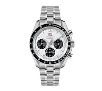 watchdives WD1860 WD1861 WD1863 - Reloj deportivo para hombre, cuarzo japonés VK63, 40 mm, cristal de zafiro, 100 m con correa de acero inoxidable, Wd1863 Dial Blanco/Bisel Interior Blanco, Pulsera
