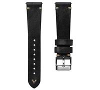WatchGecko Correa De Reloj De Recambio Vintage: Sencilla, Hecha a Mano Y Certificada En Cuero Italiano Auténtico. Correa De Reloj Para Hombre Elegante Y Resistente. Negro, 22mm