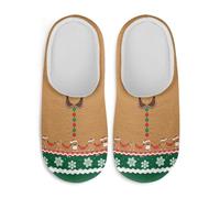 Watdotory Pantuflas de Navidad para mujer, de felpa, cálidas, mullidas, cálidas, cómodas, para interiores, casa, invierno, suela suave, Christmas Cute Gingerbread Man, 42.5/43.5 EU ancho