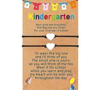 WATEFOER 2 pulseras escolares niñas regalos para la escolarización mamá y yo pulsera a juego corazón deseo pulsera set primer día de la escuela regalos para niñas niños (Negro y negro)