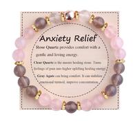 WATEFOER Pulsera de Cuentas de Piedras Curativas para Mujer, Pulseras Protección de Piedra Preciosas Naturales 8mm, Pulsera Elástica de Cuentas de Cristal Espiritual para Aliviar la Ansiedad (A)