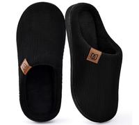 WateLves Zapatillas Casa Hombre Pantuflas Invierno Memory Foam Antideslizantes Cálido Zapatillas de Casa (Negro rayado, 40/41 EU)