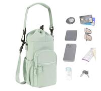 Water Bottle Bag, Insulated Cup Holder, Large Capacity Organizer, Waterproof Material, Adjustable Strap, Multi-Pocket Design, Outdoor Gear for Gym, Hiking, Backpacking, 30.5x12.7x10.2cm