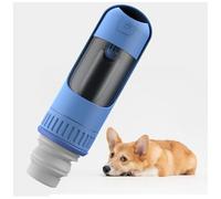 Water Bottle for Dogs on The Go 350ml con Comedero y Envase de Comida, Botella Agua Perros Portatil para Acampar, Senderismo, Viajar,Blue