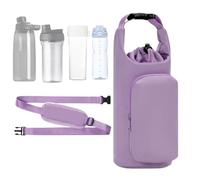 Water Bottle Holder - Insulated Drawstring Carrier, Universal Water Bottle Purse with Adjustable Shoulder Strap, Padded Protective Sleeve with, Metal Hardware, Hands-Free Caddy for Hiking Travel Gym