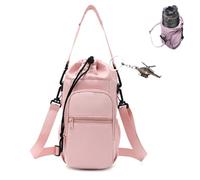 Water Bottle Shoulder Bag,Portable Water Bottle Holder with Strap,Hands-Free Crossbody Carrier Outdoor Walking Hiking (Pink)