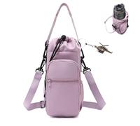 Water Bottle Shoulder Bag,Portable Water Bottle Holder with Strap,Hands-Free Crossbody Carrier Outdoor Walking Hiking (Purple)