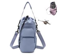 Water Bottle Shoulder Bag,Portable Water Bottle Holder with Strap,Hands-Free Crossbody Carrier Outdoor Walking Hiking (Blue)