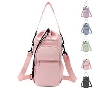 Water Bottle Shoulder Bag - The Ultimate Outdoor Companion, Water Bottle Carrier Bag with Strap and Phone Pocket for Camping Outdoor Sports (Pink)