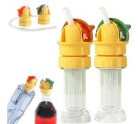 Water Bottle Spout Conversion Cap with Straw, Reusable Beverage Water Bottle Straw Lid, Flip Top Universal Spout Lid Converter, Soft Silicone Straws Makes Drinking on the Go