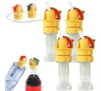 Water Bottle Spout Conversion Cap with Straw, Reusable Beverage Water Bottle Straw Lid, Flip Top Universal Spout Lid Converter, Soft Silicone Straws Makes Drinking on the Go