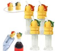 Water Bottle Spout Conversion Cap with Straw, Reusable Beverage Water Bottle Straw Lid, Flip Top Universal Spout Lid Converter, Soft Silicone Straws Makes Drinking on the Go